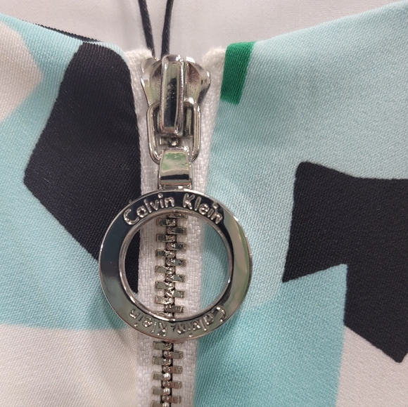 Calvin Klein Blue Green Front Zip Dress - Picture 3 of 8